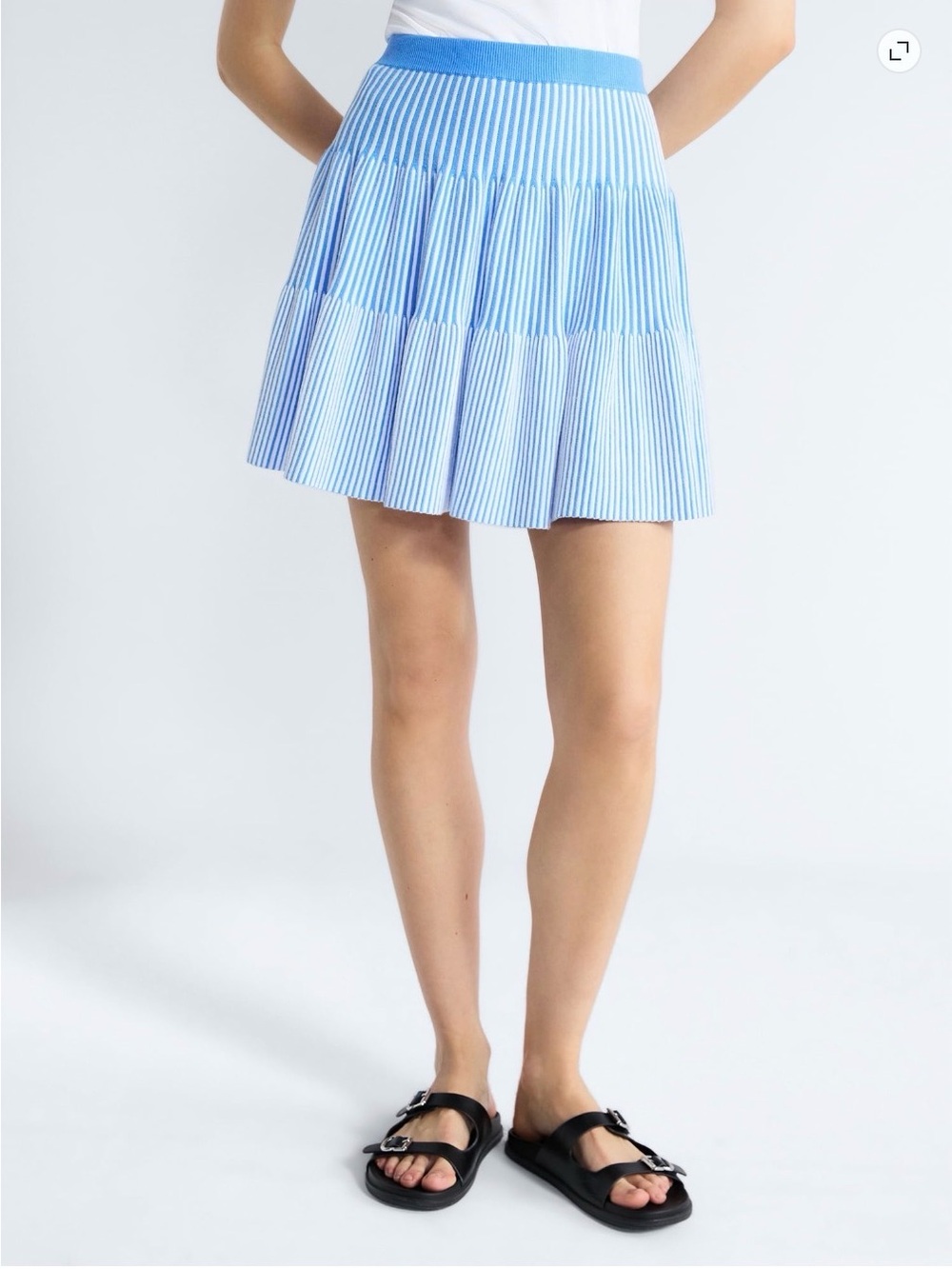 Free Assembly Women’s Ribbed Stitch Tiered Mini Skirt